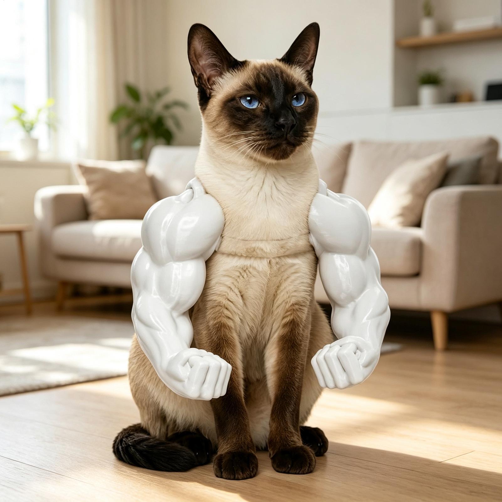 Funny Cat Muscle Arm 3D Printe - Interactive Squeaky Plush Dog Toy 评论和价格