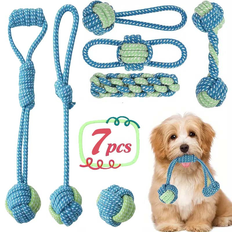 7pcs  Interactive Knot Toys Du - Dog Rope Toy Aggressive Chewers 评论和价格