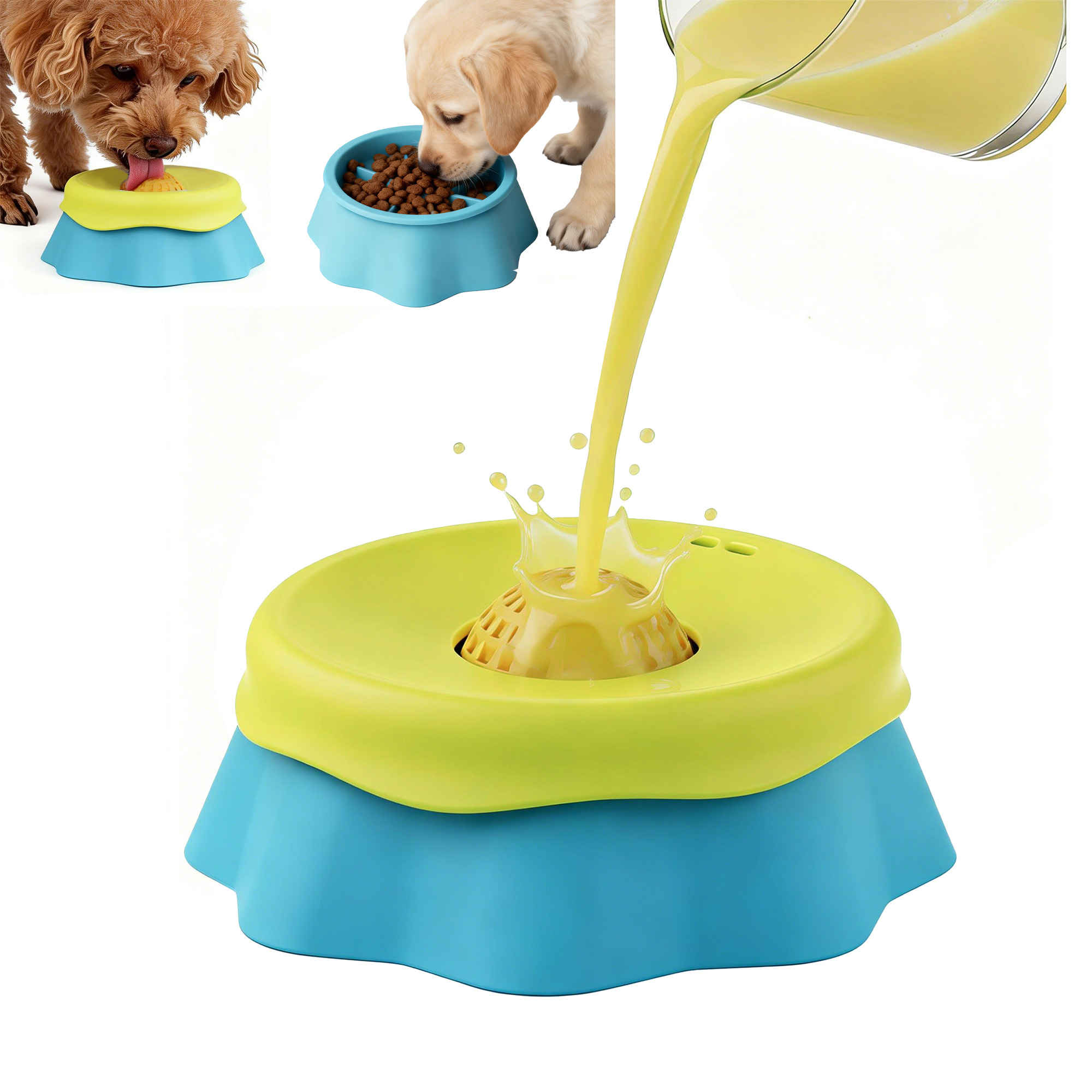Dog Lick Bowl Slow Feeder Dog  - Interactive Squeaky Plush Dog Toy 评论和价格